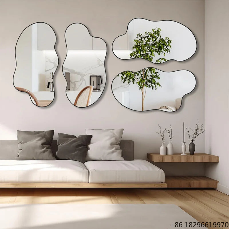 Art Deco Asymmetrical Sage Green Wall Mirror