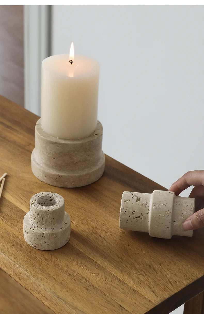 Vintage Travertine Candle Holder