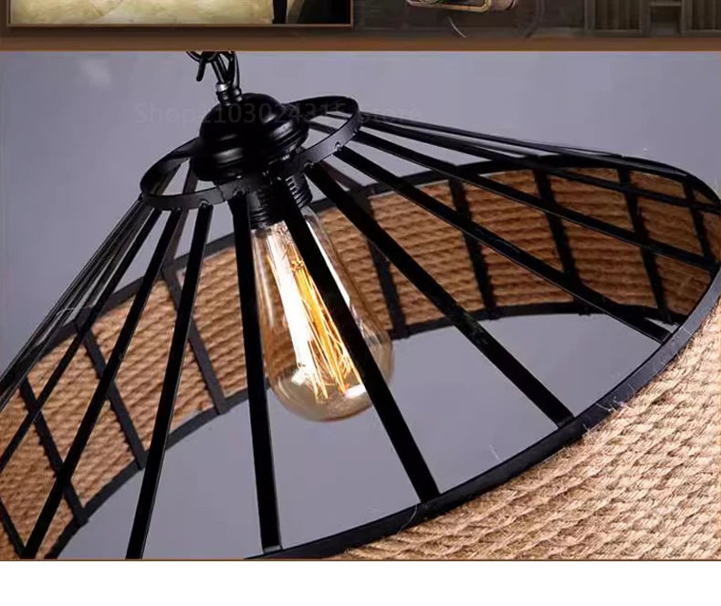 Retro Hemp Rope Pendant Chandelier
