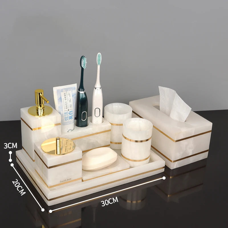 White Onyx Bathroom Set