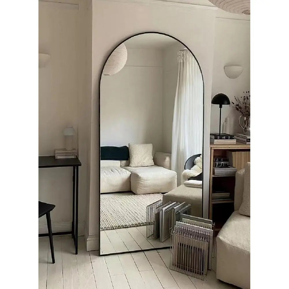 Arched Black Full-Length Wall Mirror