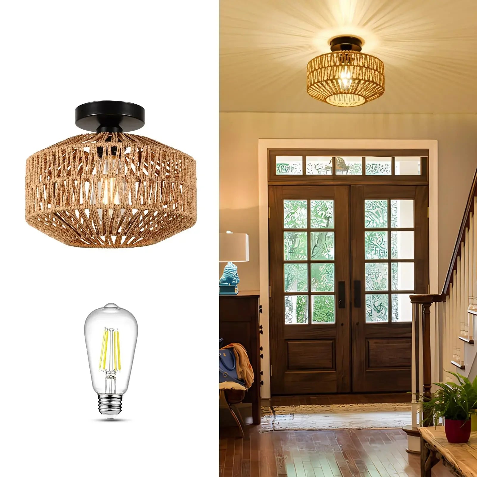 Modern Rattan Pendant Chandelier