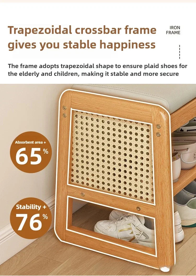 Rattan Shoe Storage Bench