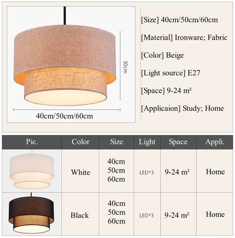 Minimalist Fabric Pendant Lamp