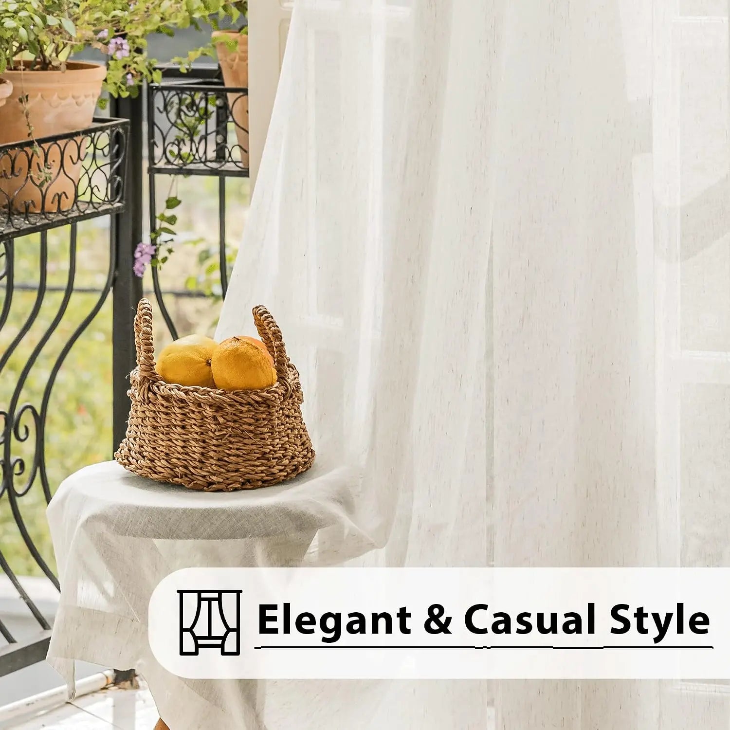 Modern Flax Sheer Curtains, 84"