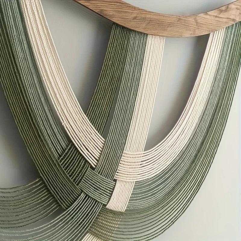Boho Arched Beige Macrame Wall Hanging