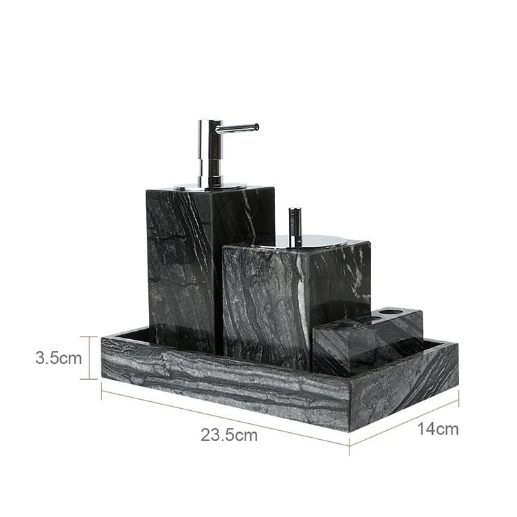 Black Marble Bath Accessory Set