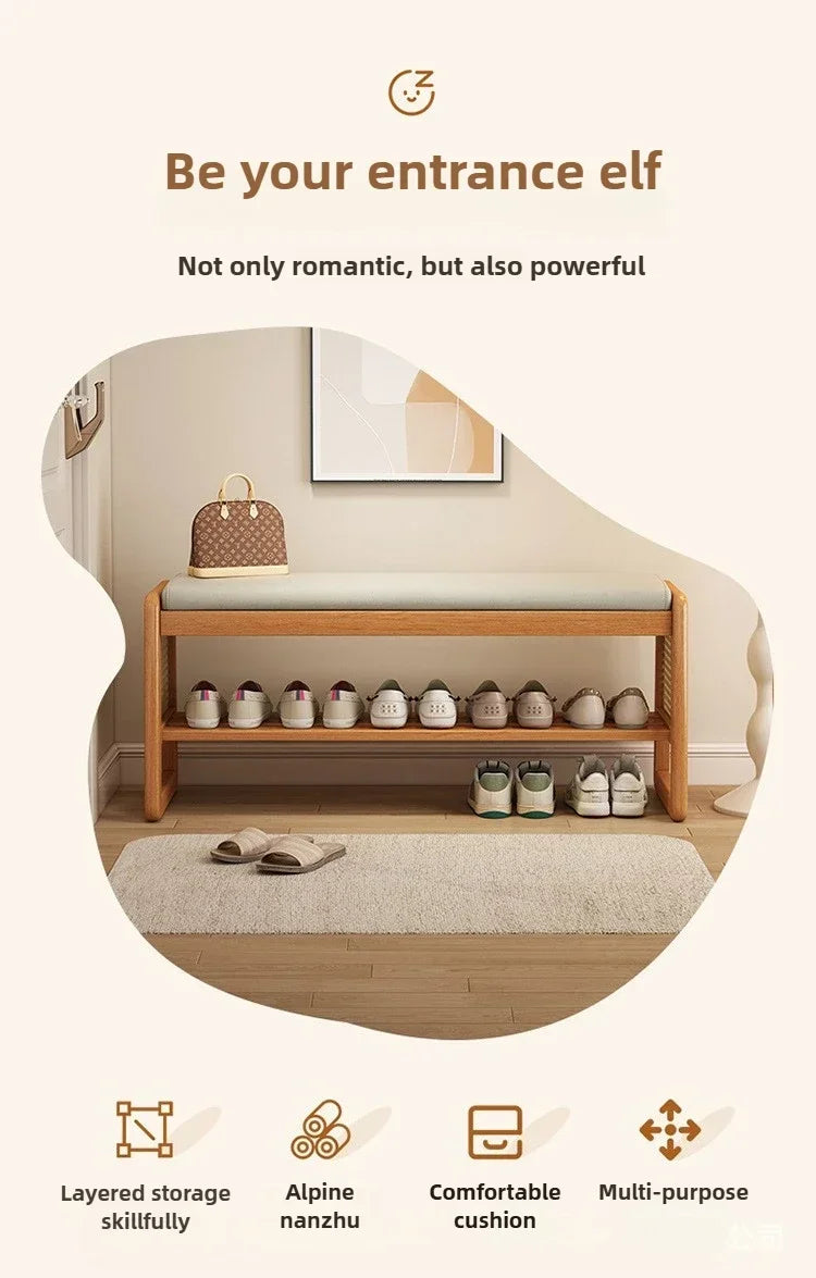 Rattan Shoe Storage Bench