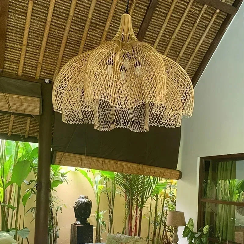 Wabi-Sabi Rattan Pendant Chandelier