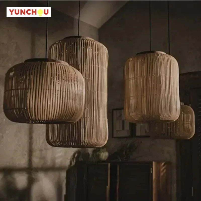 Wabi-Sabi Rattan Pendant Chandelier