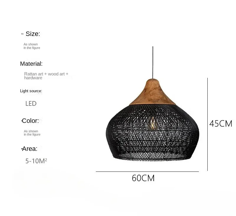 Wabi-Sabi Rattan Pendant Chandelier