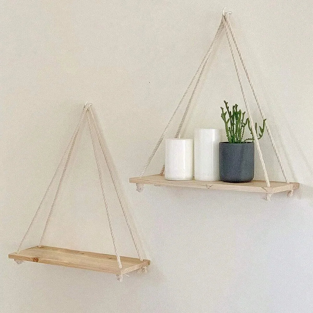 Boho Oval Beige Floating Wall Shelf