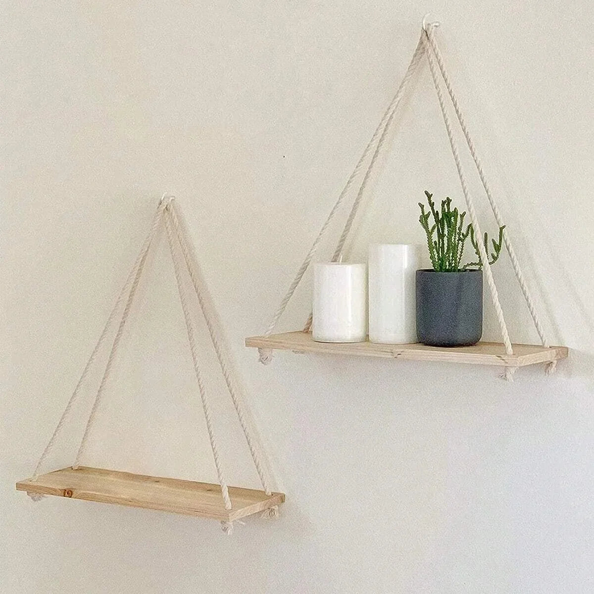 Boho Oval Beige Floating Wall Shelf