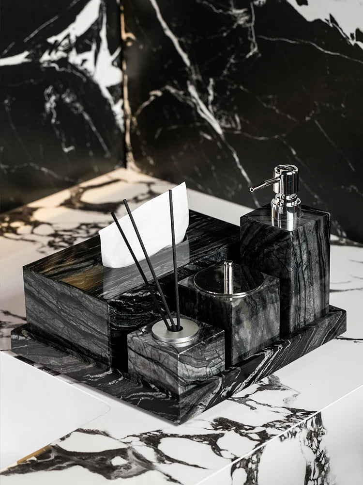 Black Marble Bathroom Set