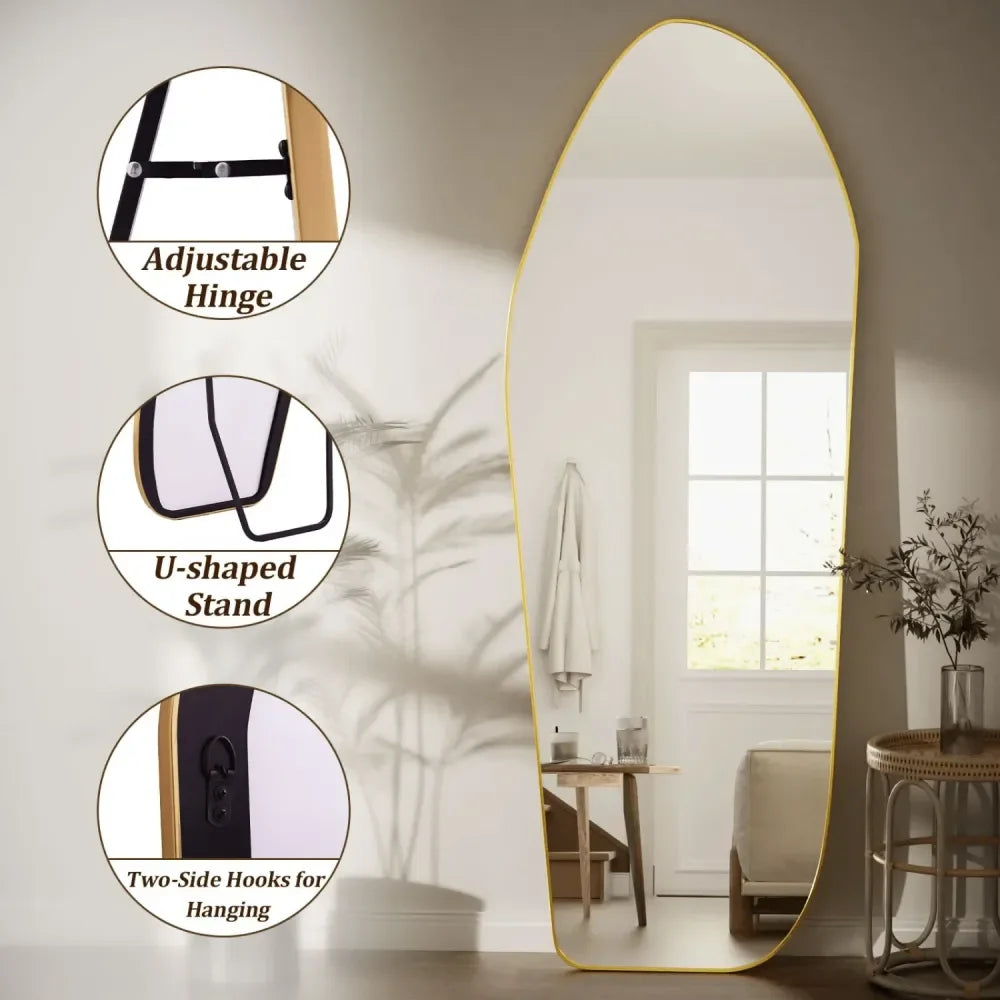 Irregular Gold Full-Length Wall Mirror