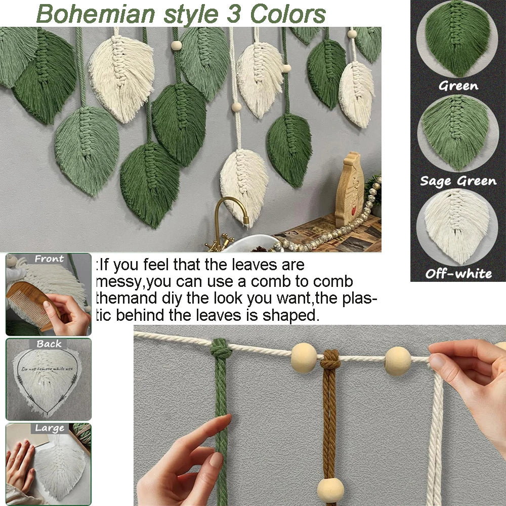Leaf Tassel Macrame Panel