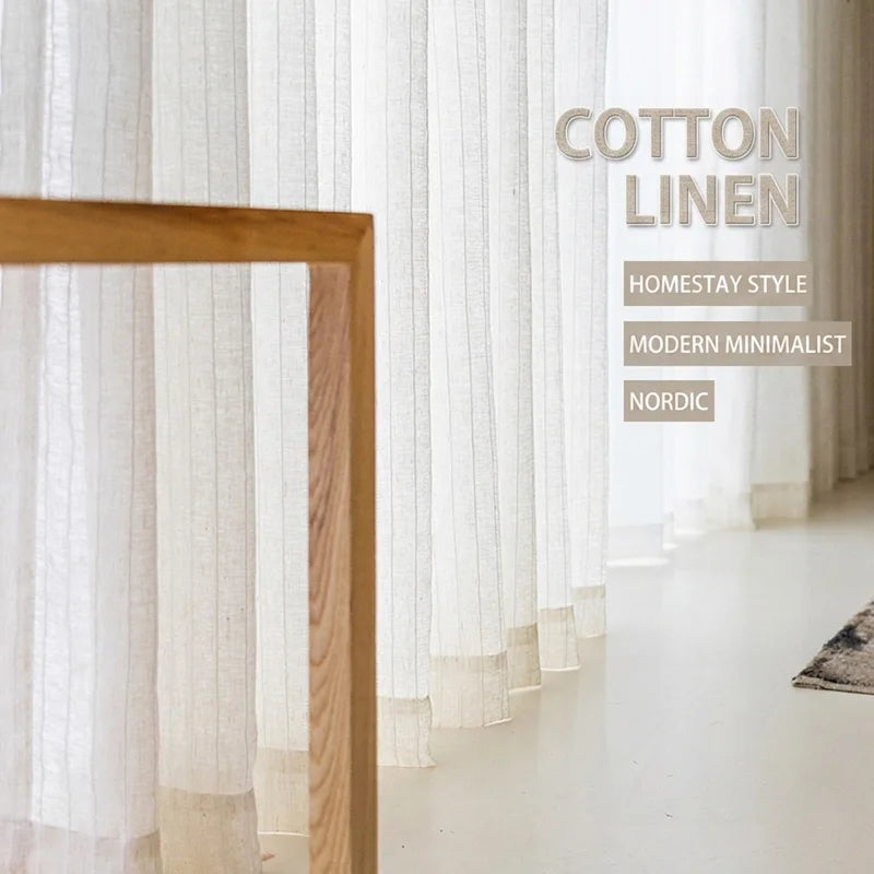 Japandi Cotton-Linen Sheer Curtains