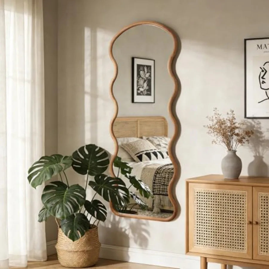 Boho Arched Natural Full-Length Wall Mirror