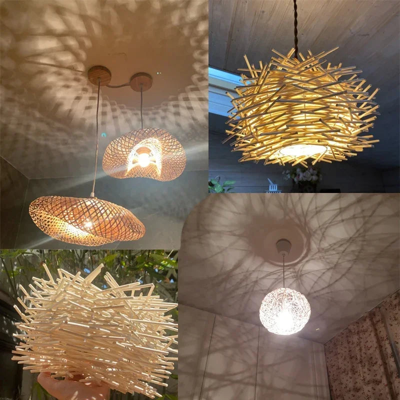 Retro Rattan Pendant Chandelier
