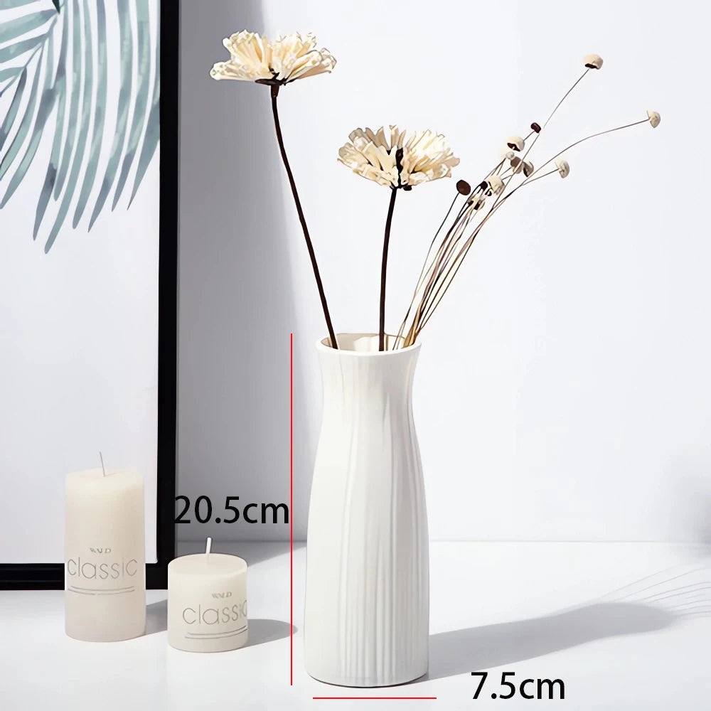 Striped Ceramic-Look Vase