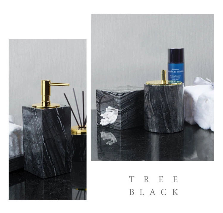 Black Marble Bath Accessory Set