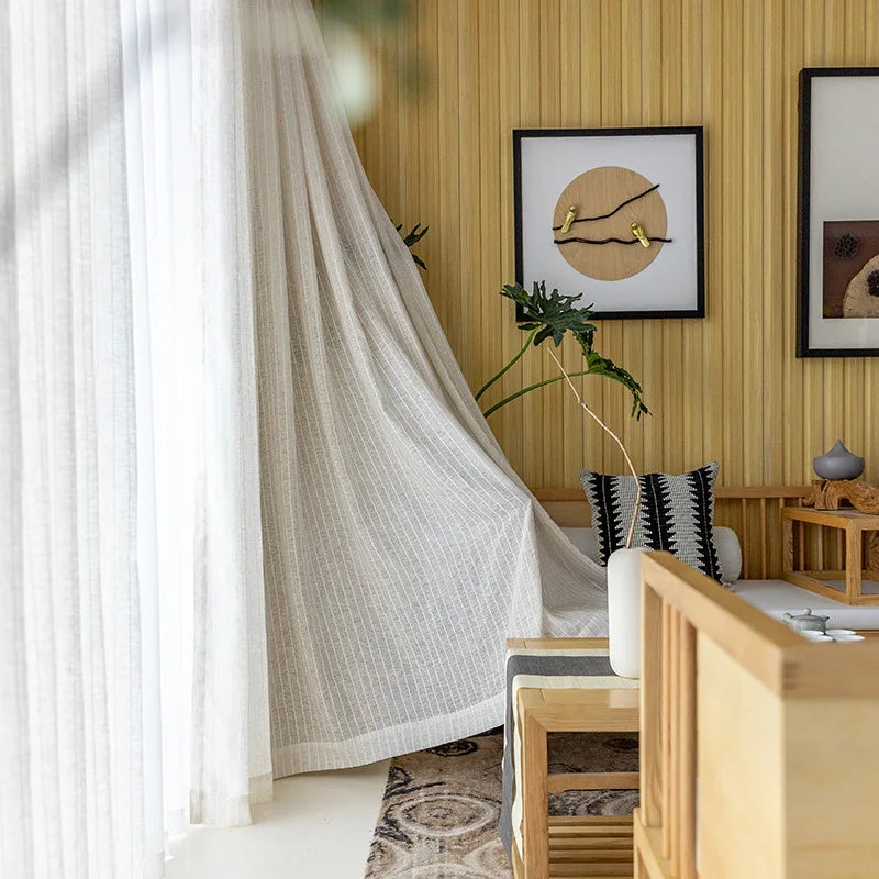 Japandi Cotton-Linen Sheer Curtains