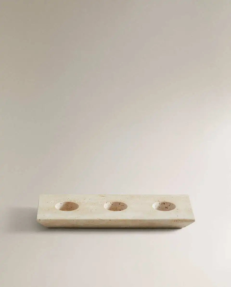 Retro Travertine Candle Holder