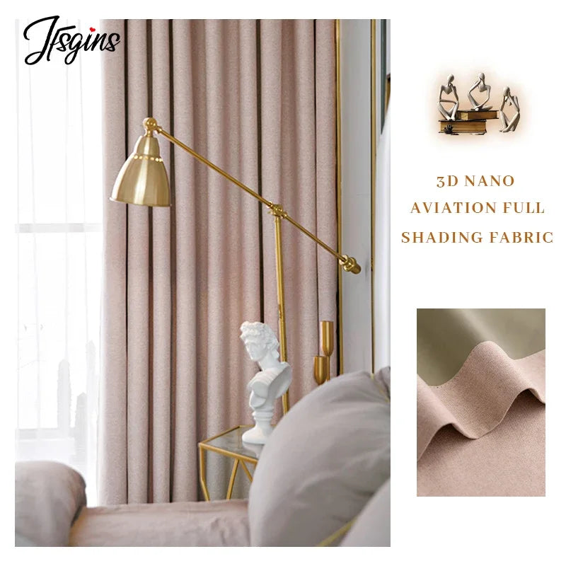 Modern Linen-Blend Blackout Curtains