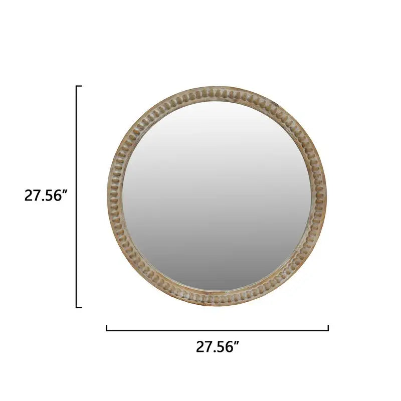 Farmhouse Round Natural Wall Mirror