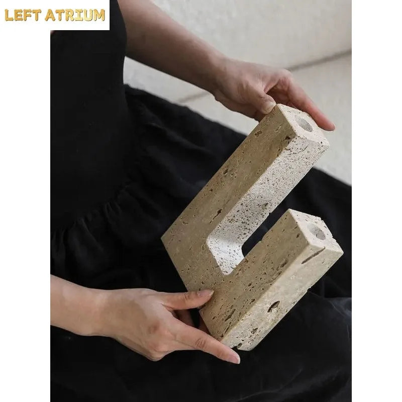 Minimalist Travertine Candle Holder