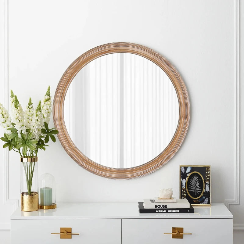 Farmhouse Round Natural Wall Mirror
