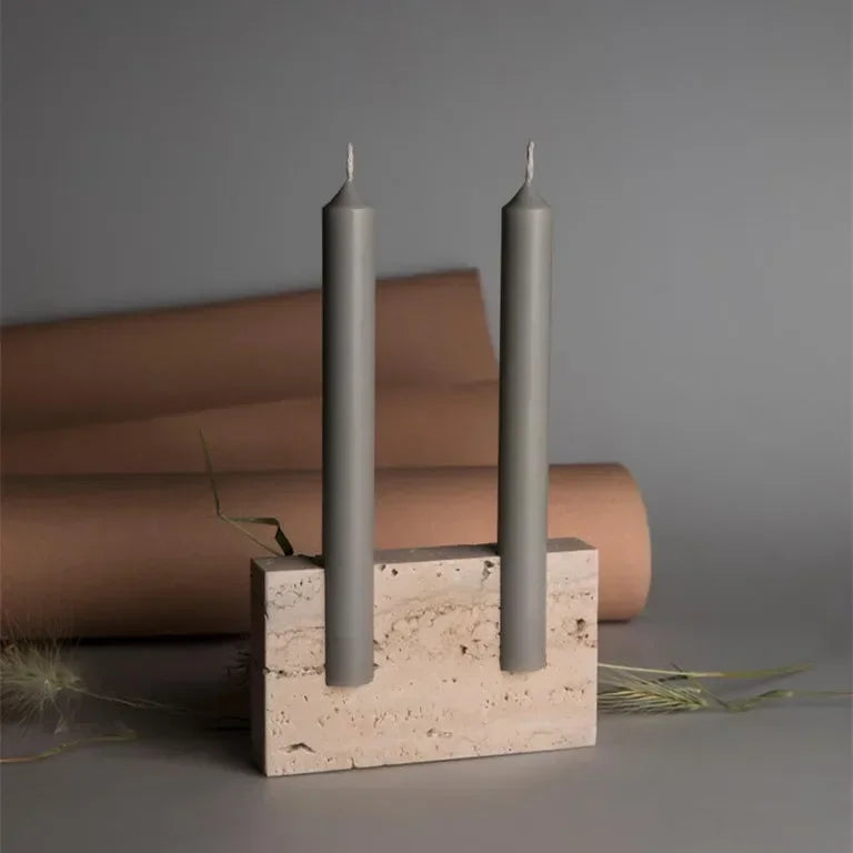 Nordic Travertine Candlestick