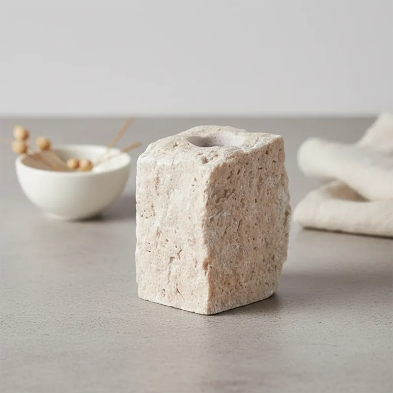 Vintage Travertine Candlestick
