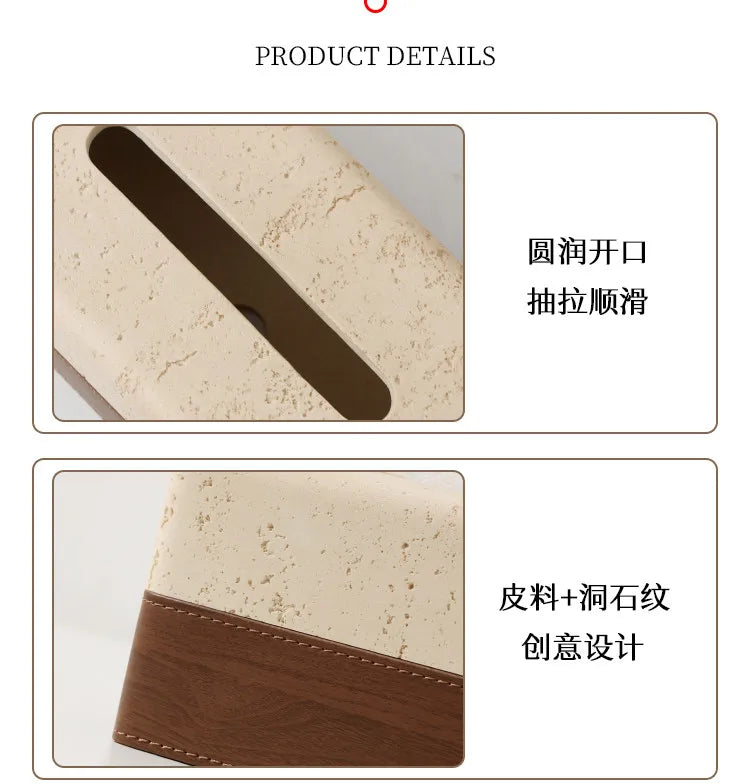 Thickened Travertine Tissue Box