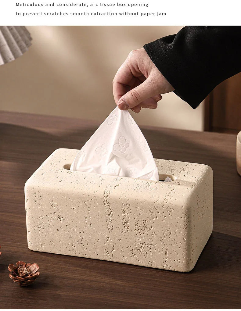Rectangular Travertine Tissue Box