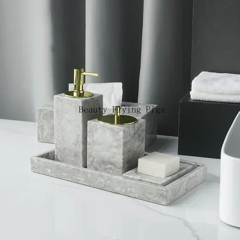 Marble Bathroom Accessory Set