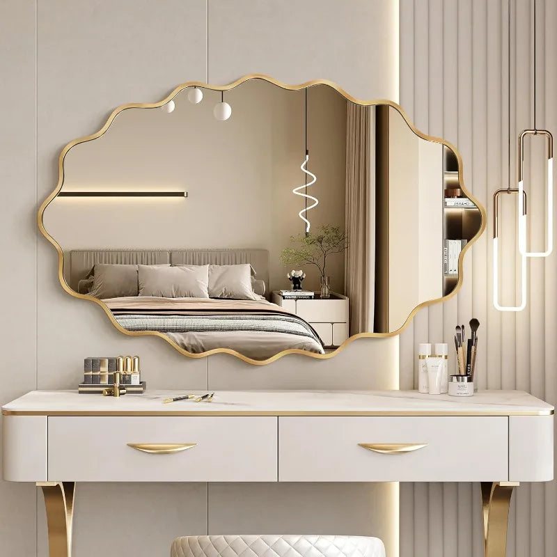 Modern Asymmetrical Gold Wall Mirror