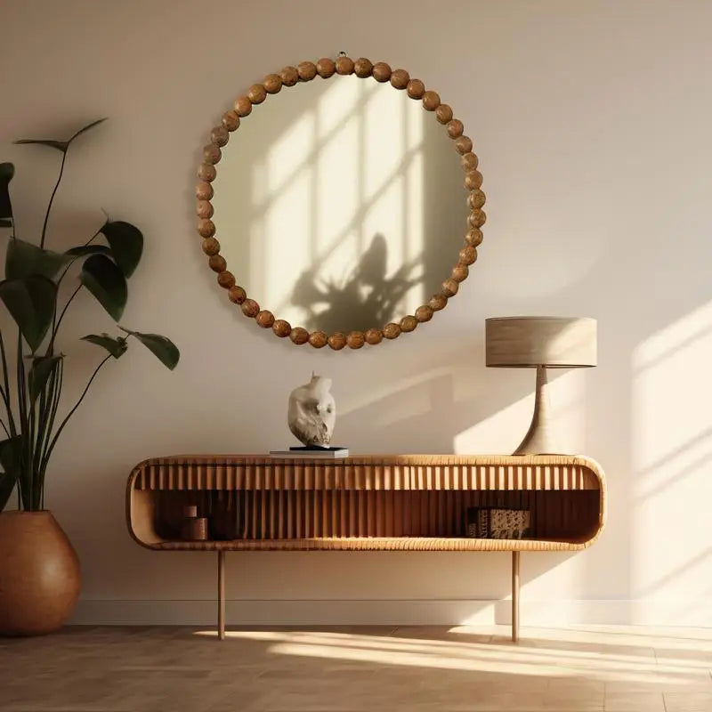 Boho Round Natural Wall Mirror