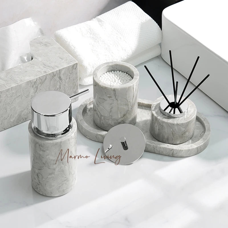 Pitaya Flower Marble Bath Set