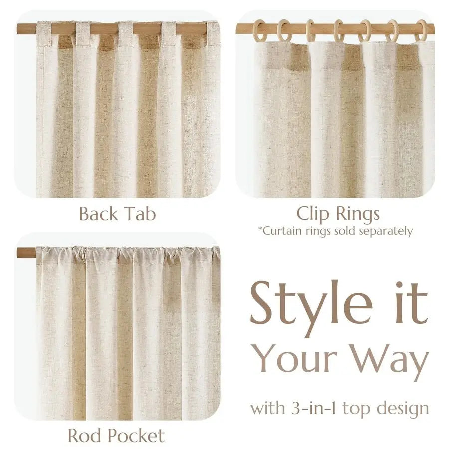 Farmhouse Linen-Blend Semi-Sheer Curtains, 84"
