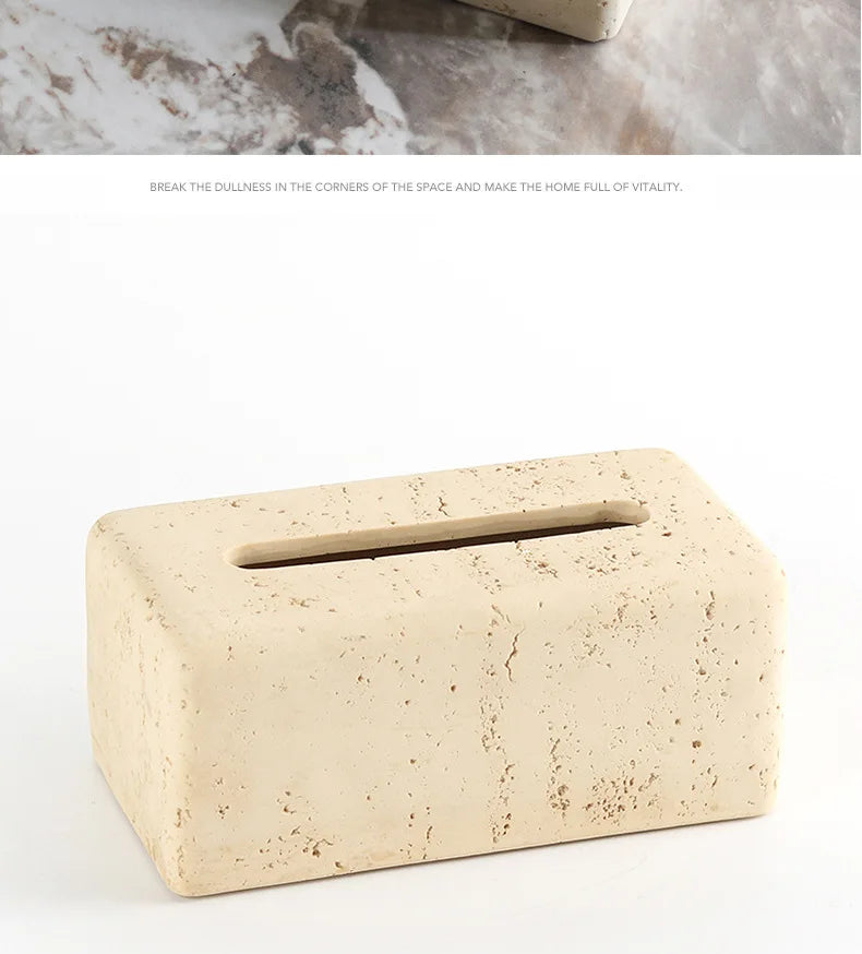 Wabi-Sabi Travertine Tissue Box
