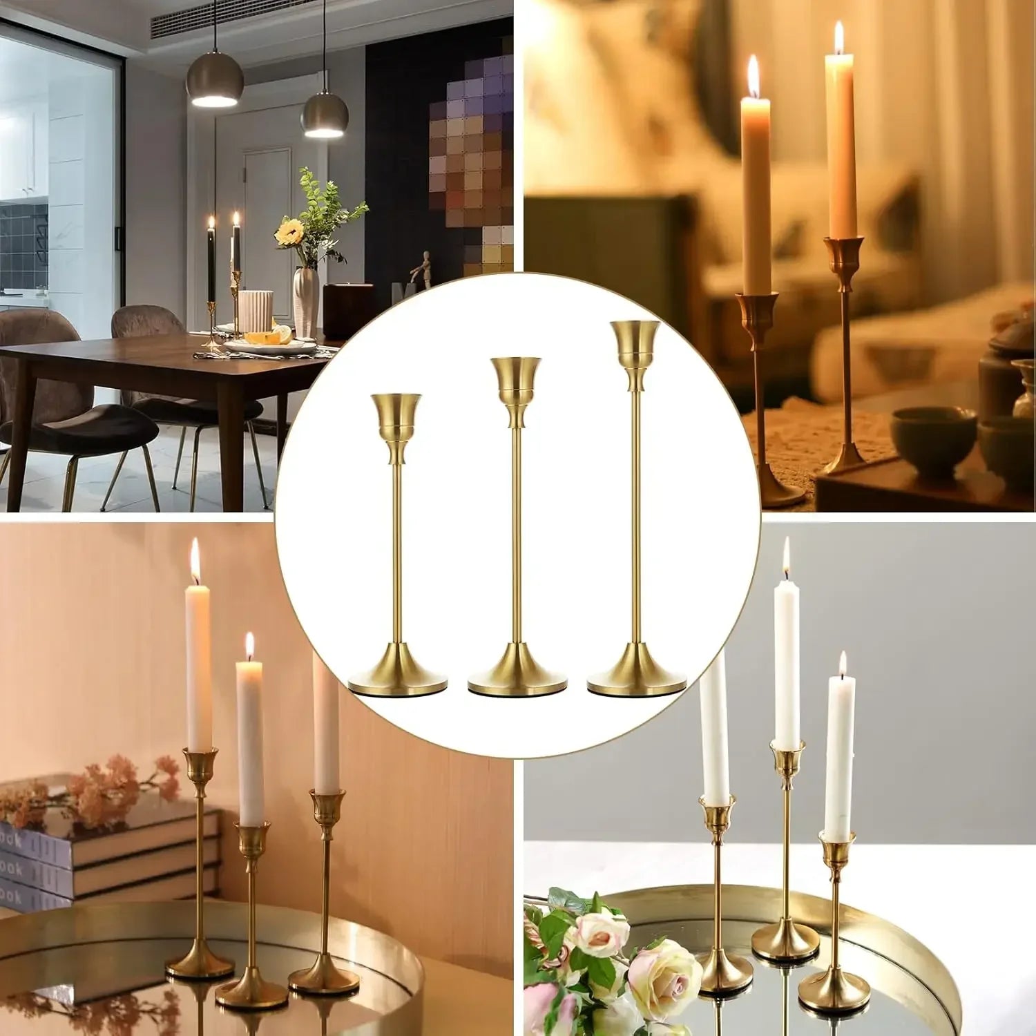 Vintage Metal Candle Holder Set