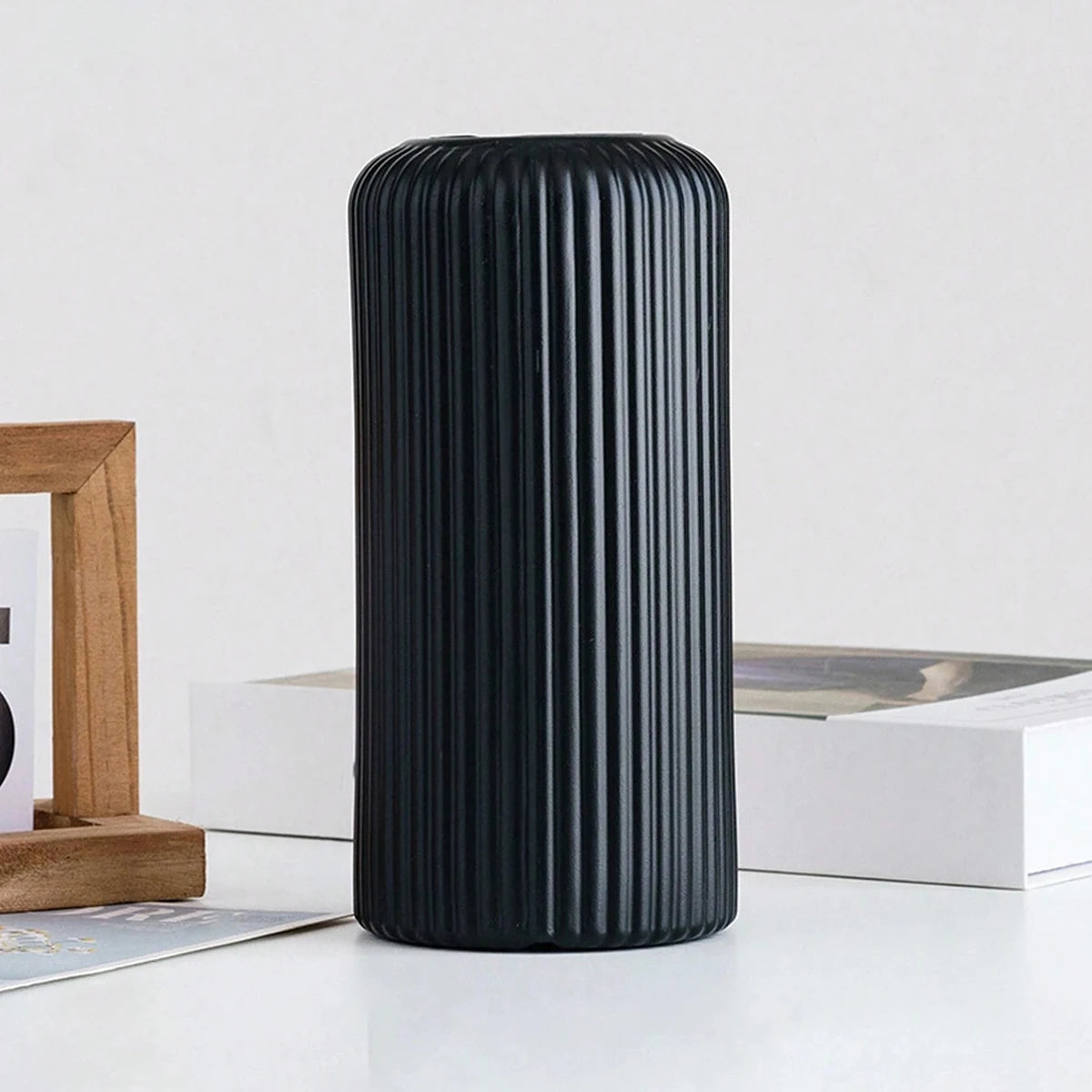 Striped Ceramic-Look Vase