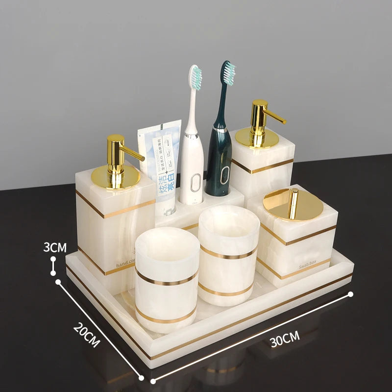 White Onyx Bathroom Set