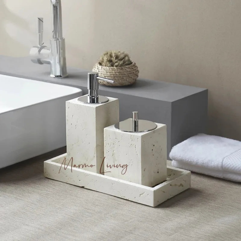 Beige Travertine Bath Set