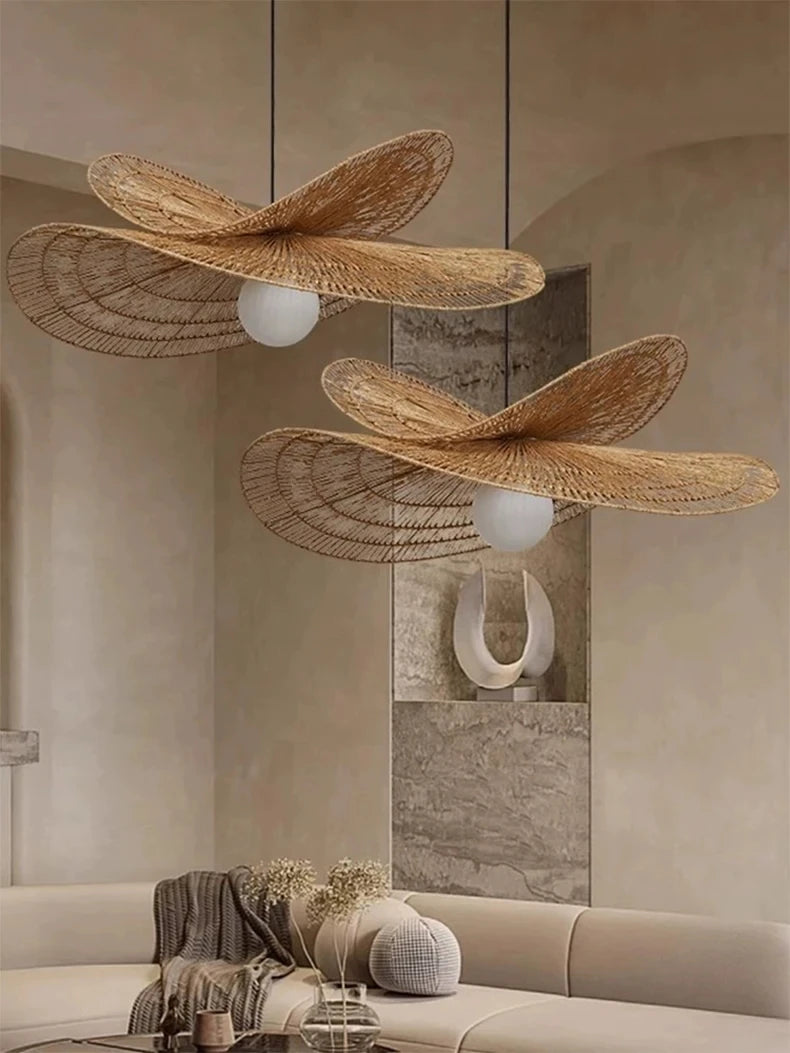 Wabi-Sabi Rattan Pendant Chandelier
