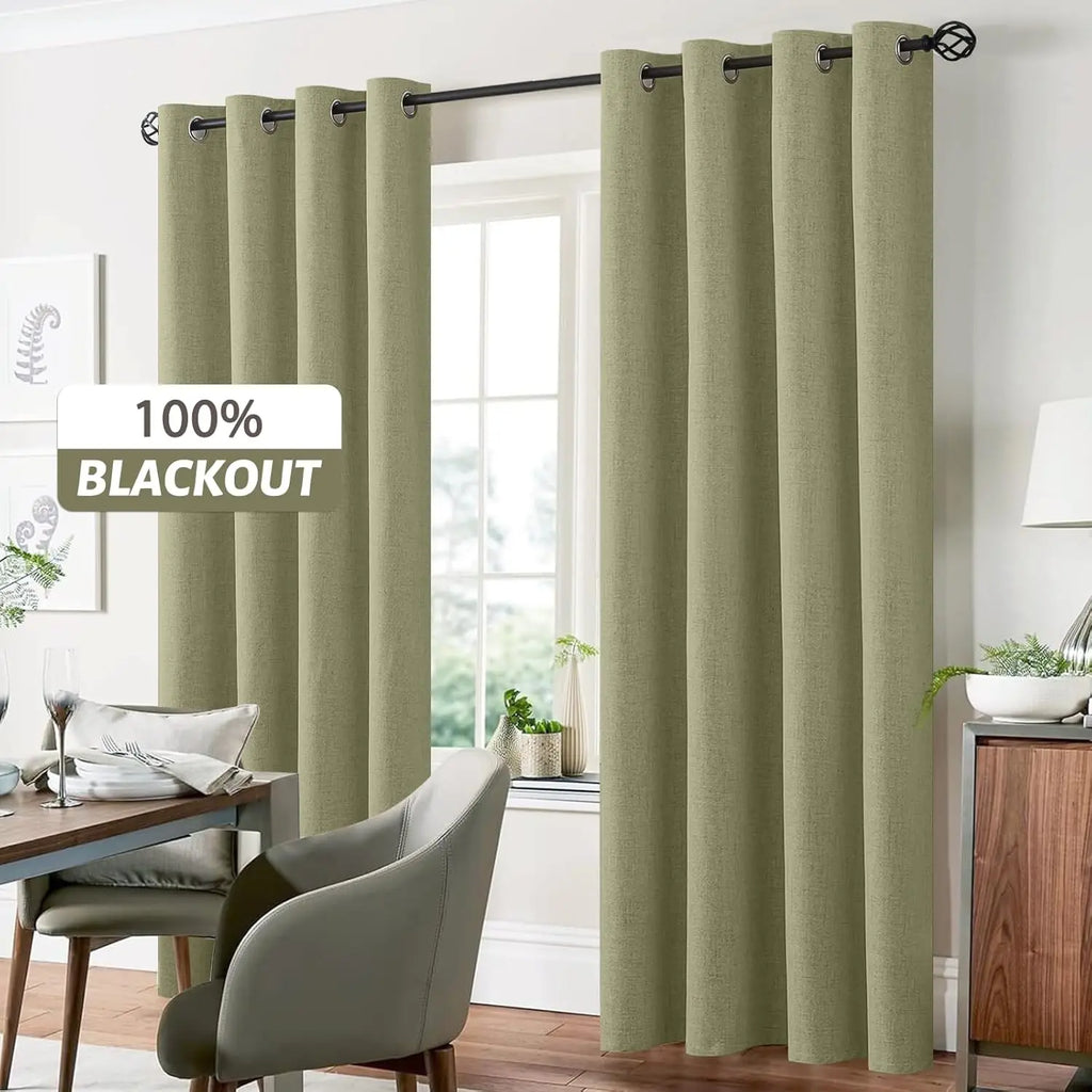 Modern Linen Blackout Curtains, 350cm