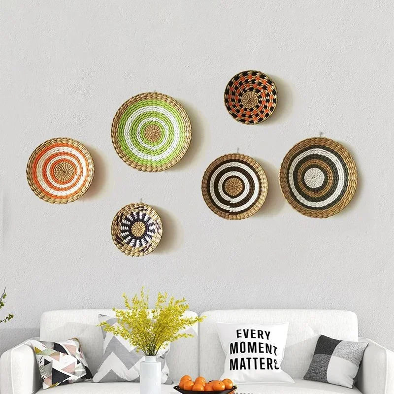 Rustic Round Natural Woven Wall Hanging