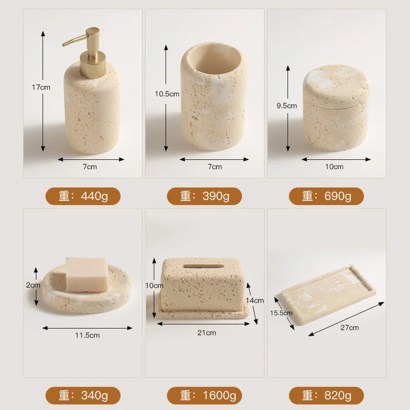 Travertine Bathroom Wash Set