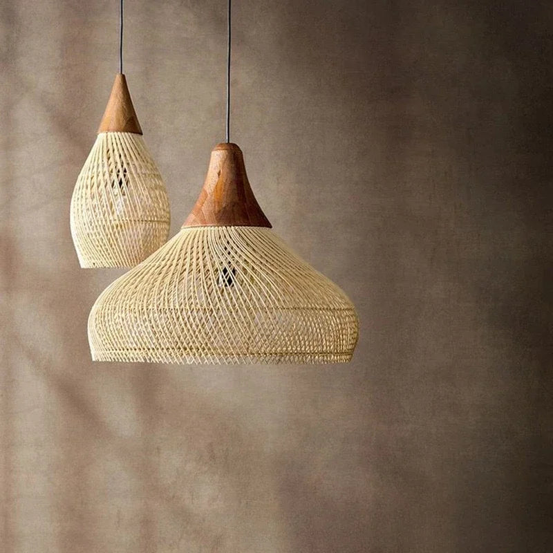 Wabi-Sabi Rattan Pendant Chandelier